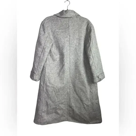 Blossom H Company l Light Gray Open Front Long Wool Coat Large - Picture 2 of 9
